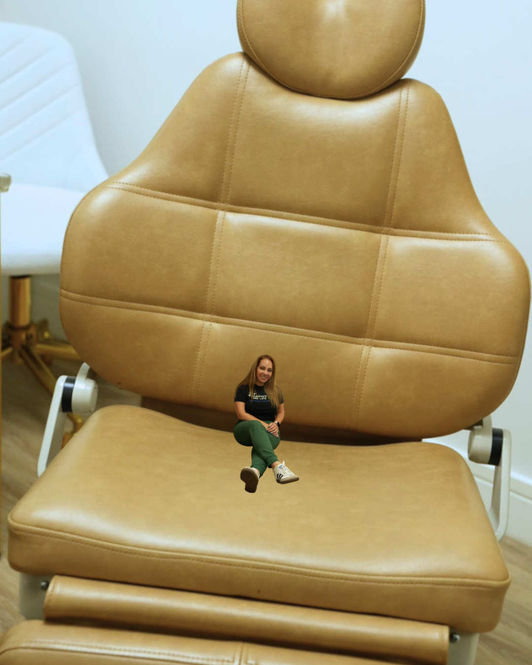 Relaxing in the patient chair