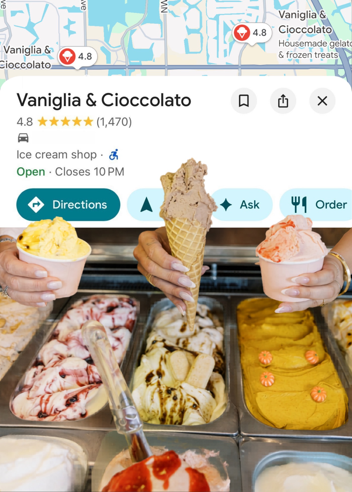 Vaniglia & Cioccolato — Google Maps graphic