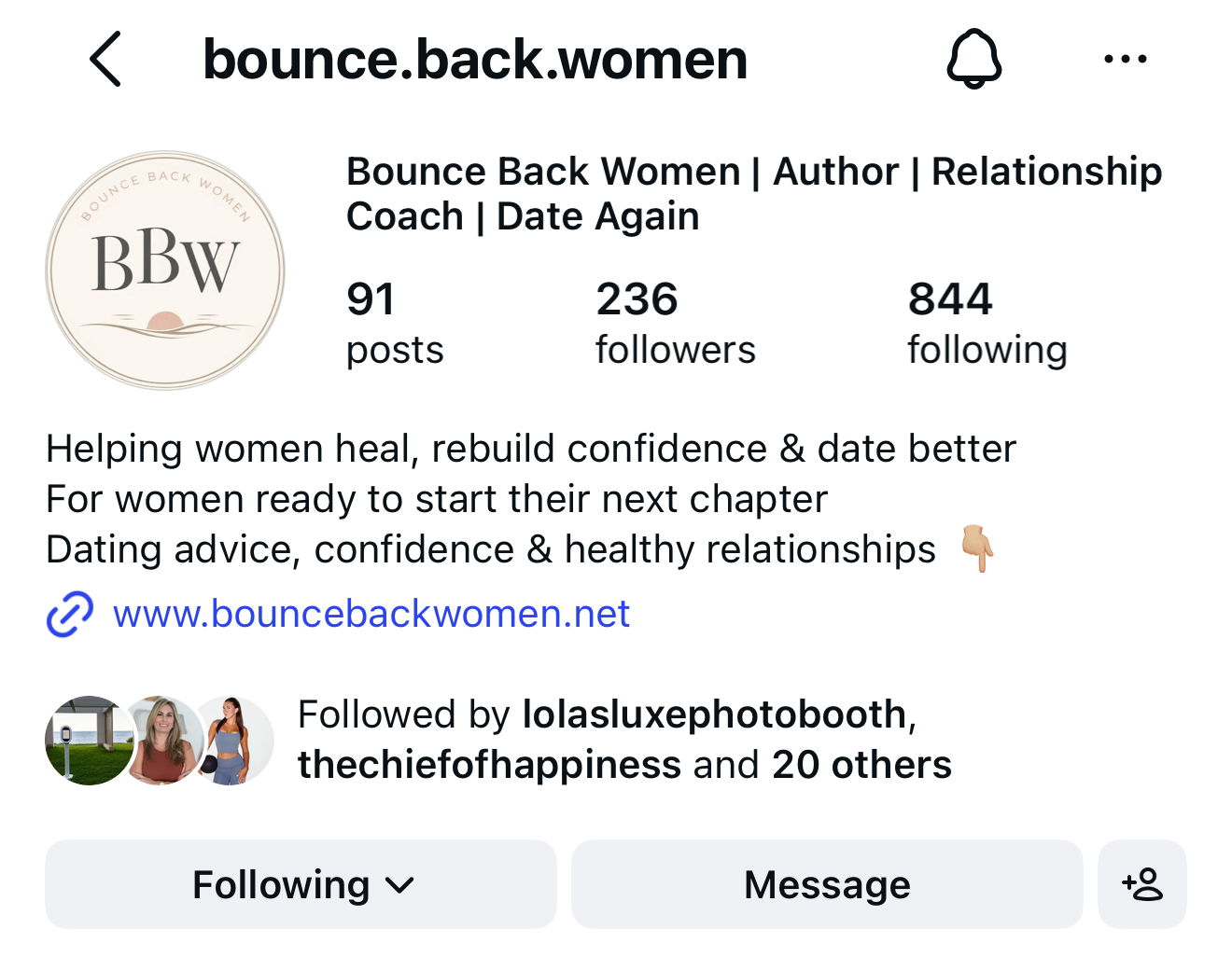 @bounce.back.women Instagram profile