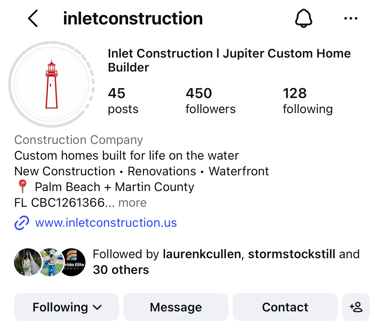 @inletconstruction Instagram profile